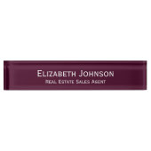 Modern Bourgondië Professional Business Executive Naambordje (Voorkant)