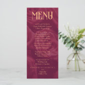 Modern Bourgondië Retro Whimsical Fun Huwelijksmen Menu (Staand voorkant)