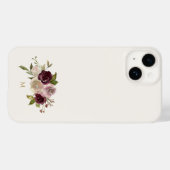 Modern Bourgondië Roze Bloemige Waterverf Monogram Case-Mate iPhone Case (Achterkant (horizontaal))