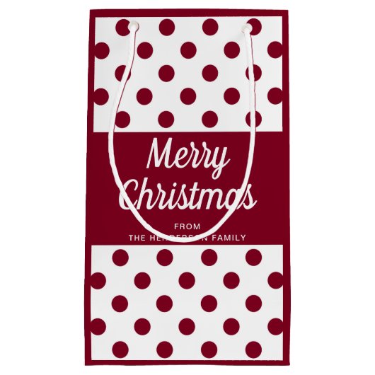 Modern Bourgondië Script Prettig Kerstfeest Klein Cadeauzakje (Voorkant)