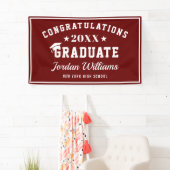 Modern Bourgondië Wit 2024 Graduation Party Spandoek (Insitu)