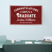 Modern Bourgondië Wit 2024 Graduation Party Spandoek (Beurs)