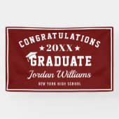 Modern Bourgondië Wit 2024 Graduation Party Spandoek (Horizontaal)