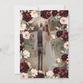 Modern Bourgondisch Blauw Bruiloft Uitnodiging Mar (Achterkant)