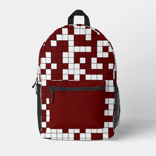 Modern Bourgondisch geometrisch rasterpatroon Bedrukte Rugzak (Voorkant)