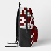 Modern Bourgondisch geometrisch rasterpatroon Bedrukte Rugzak (Links)