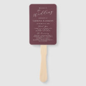 Modern Bourgondisch kalligrafie script bruiloft pr Handwaaier (Voorkant)