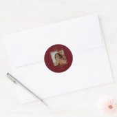 Modern Bourgondisch Koppel Foto Monogram Ronde Sticker (Envelop)