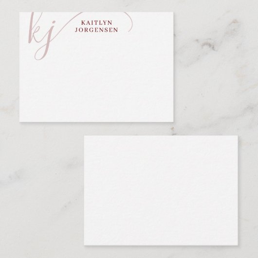 Modern Bourgondisch Monogram Elegant Script Initia Notitiekaartje (Voorkant / Achterkant)