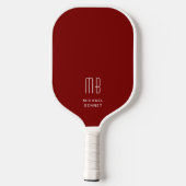 Modern Bourgondisch rood monogram Pickleball Paddle (Achterkant)