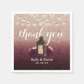 Modern Bourgondisch Roos Gouden Ombre Lantaarn Huw Servet (Voorkant)