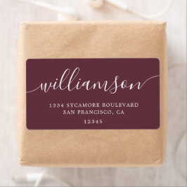 Modern Bourgondisch Script Familie Retouradres Etiket