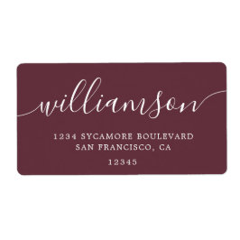 Modern Bourgondisch Script Familie Retouradres Etiket
