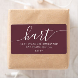 Modern Bourgondisch Script Familie Retouradres Etiket