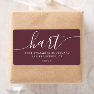 Modern Bourgondisch Script Familie Retouradres Etiket