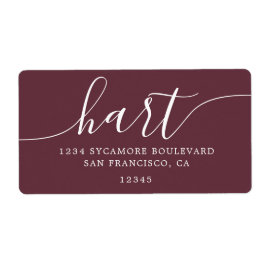 Modern Bourgondisch Script Familie Retouradres Etiket
