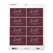 Modern Bourgondisch Script Familie Retouradres Etiket (Full Sheet)