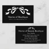Modern Boutique Black and White Girly Ribbon Visitekaartje (Voorkant / Achterkant)