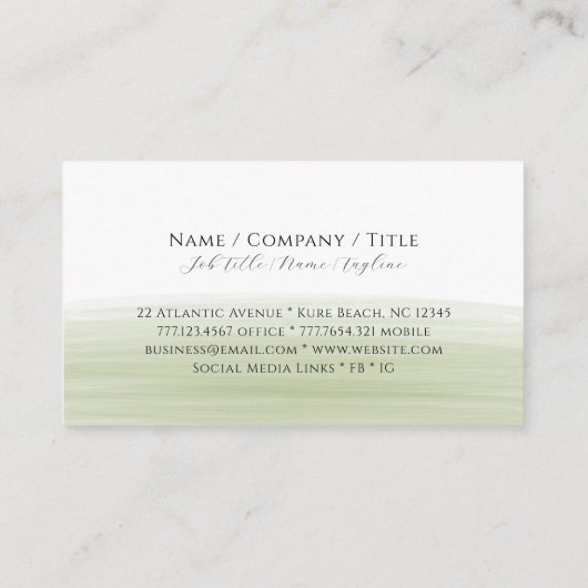 Modern Boutique Sage Green Waterverf Business Informatiekaartje (Achterkant)