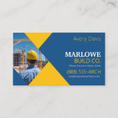 Modern Bouwbedrijf Foto Blauw & Geel Visitekaartje (Voorkant)