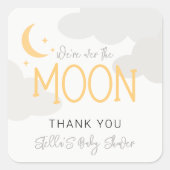 Modern boven de maan Baby shower Vierkante Sticker (Voorkant)