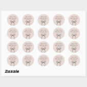 Modern Bow Blush en zwart Afstuderen Ronde Sticker (Vel)
