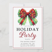 Modern Bow Christmas Lights Holiday Party Kaart (Voorkant)
