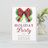 Modern Bow Christmas Lights Holiday Party Kaart (Staand voorkant)
