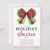 Modern Bow Christmas Lights Holiday Soiree Kaart (Voorkant)
