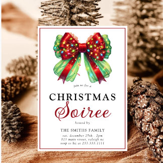 Modern Bow Christmas Lights Sorie Feestdagenkaart