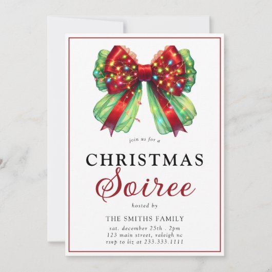 Modern Bow Christmas Lights Sorie Feestdagenkaart (Voorkant)