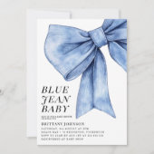 Modern Bow Denim Baby shower Kaart (Voorkant)