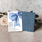 Modern Bow Denim Baby shower Kaart