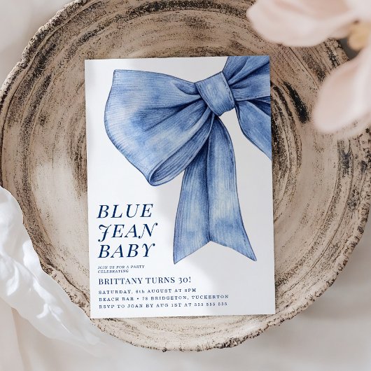 Modern Bow Denim Verjaardagsfeest Kaart