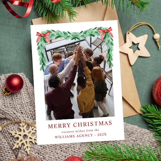 Modern Bow Fotobedrijf Business Christmas Happy Feestdagenkaart