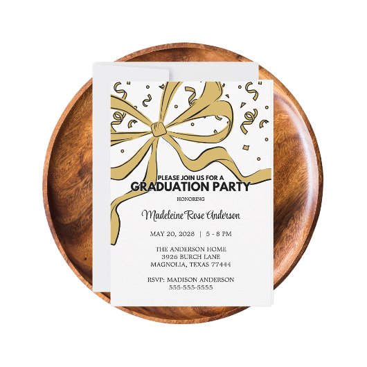 Modern Bow Gold Graduation Kaart