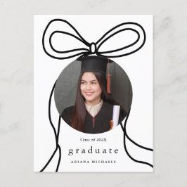 Modern Bow One Photo Graduation Party Uitnodiging