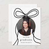 Modern Bow One Photo Graduation Party Uitnodiging (Voorkant / Achterkant)