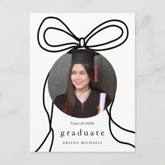 Modern Bow One Photo Graduation Party Uitnodiging (Voorkant)