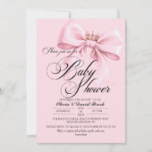 Modern Bow Pink Baby Shower Kaart (Voorkant)