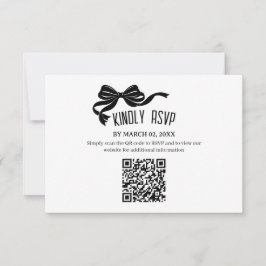 Modern Bow RSVP card with QR code 