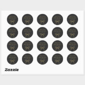 Modern Bow Zwart en Goud Afstuderen Ronde Sticker (Vel)