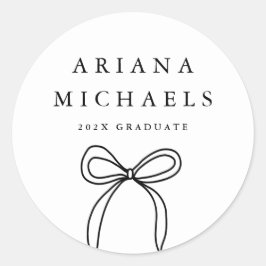 Modern Bow Zwart-wit Afstuderen Ronde Sticker