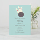 Modern Bowling Alley Birthday Blauwgroen Kaart (Staand voorkant)