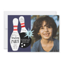 Modern Bowling Blue en red Birthday Party