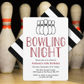 Modern Bowling Night Birthday Party Invitation Kaart