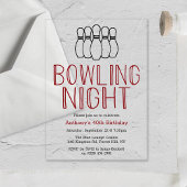 Modern Bowling Night verjaardagsfeestje Acryl Uitnodigingen