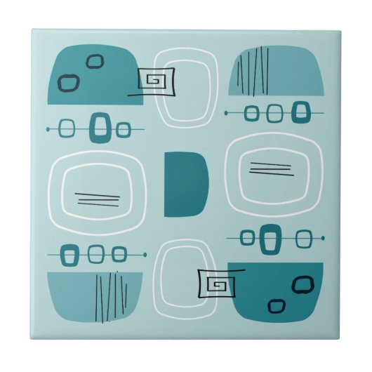 Modern Bowls uit de Mideeuw en Stones Turquoise Tegeltje (Voorkant)