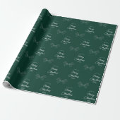 Modern Bows familienaam Merry Christmas Green Cadeaupapier (Uitgerold)