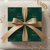 Modern Bows familienaam Merry Christmas Green Cadeaupapier